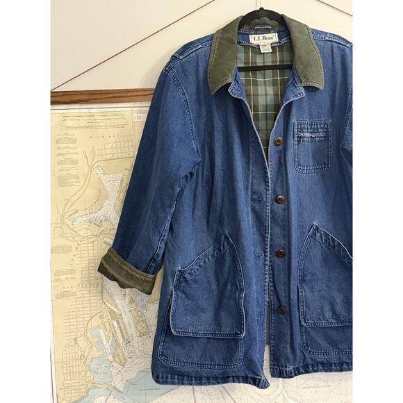 LL Bean Vintage Blanket Lined Jean Chore Coat Barn Jacket Men’s XL - Picture 3 of 14